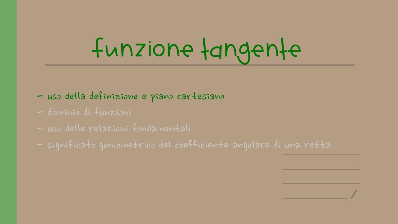 Funzione tangente (definizione e rappresentazione nel piano cartesiano)