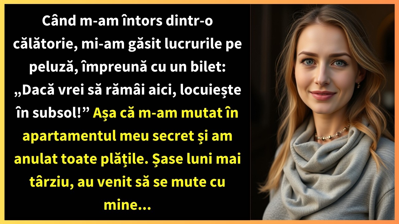 Când m-am întors dintr-o călătorie, mi-am găsit lucrurile pe peluză, împreună cu un bilet: