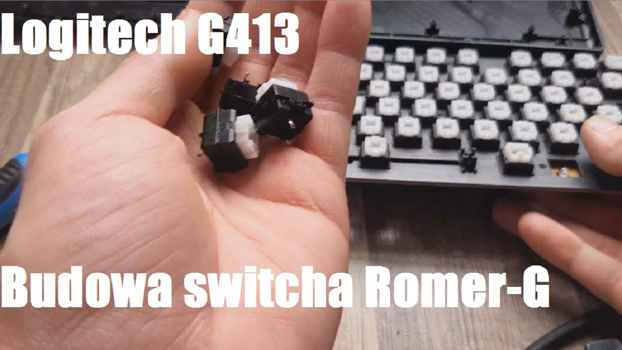 Test i rozbi&oacute;rka klawiatury Logitech G413 - budowa przełącznika Romer-G