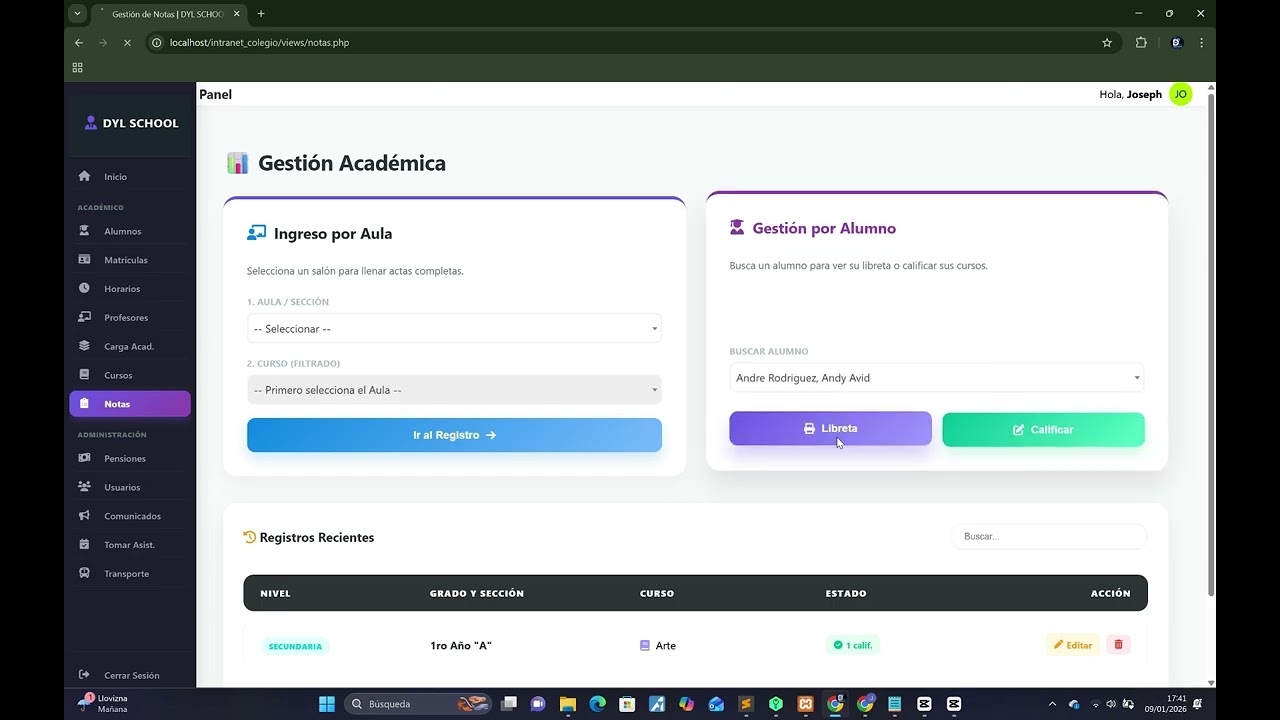 Intranet Escolar Completa | Sistema de Gestión Académica para Colegios