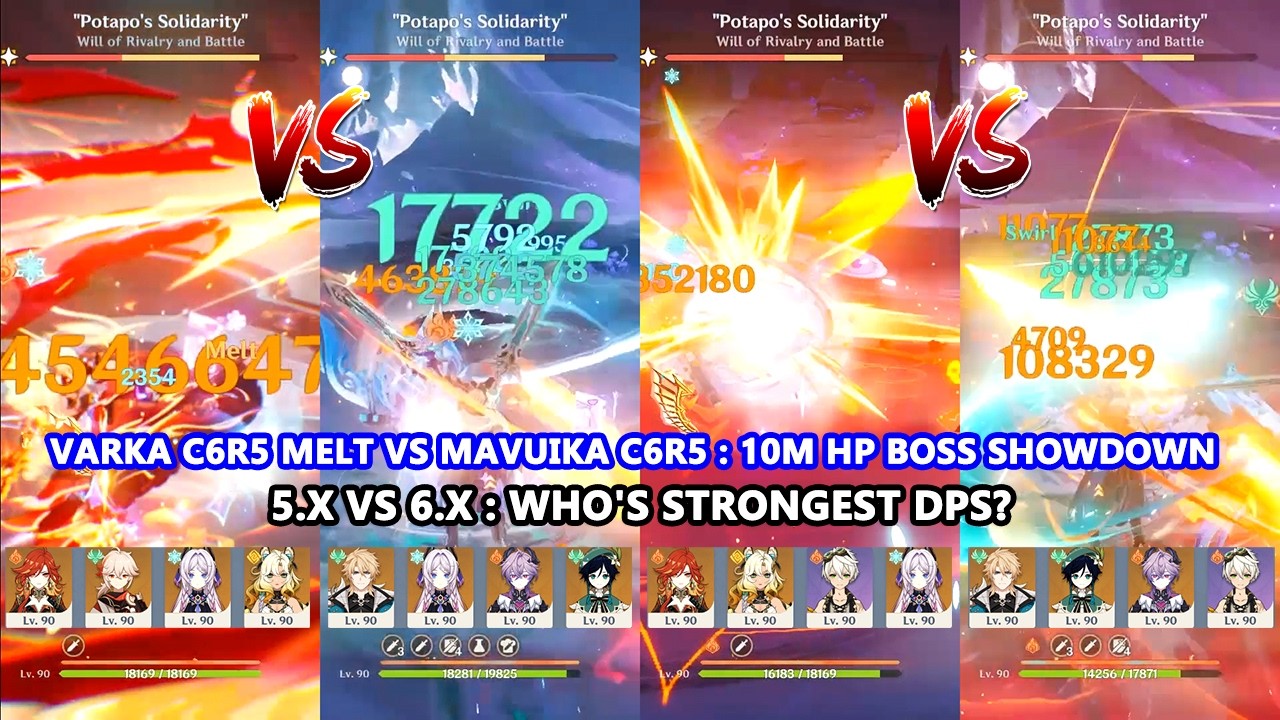 Varka C6R5 Melt vs Mavuika C6R5 : 10M HP Boss Showdown | 5.x vs 6.x : Who's Strongest DPS?