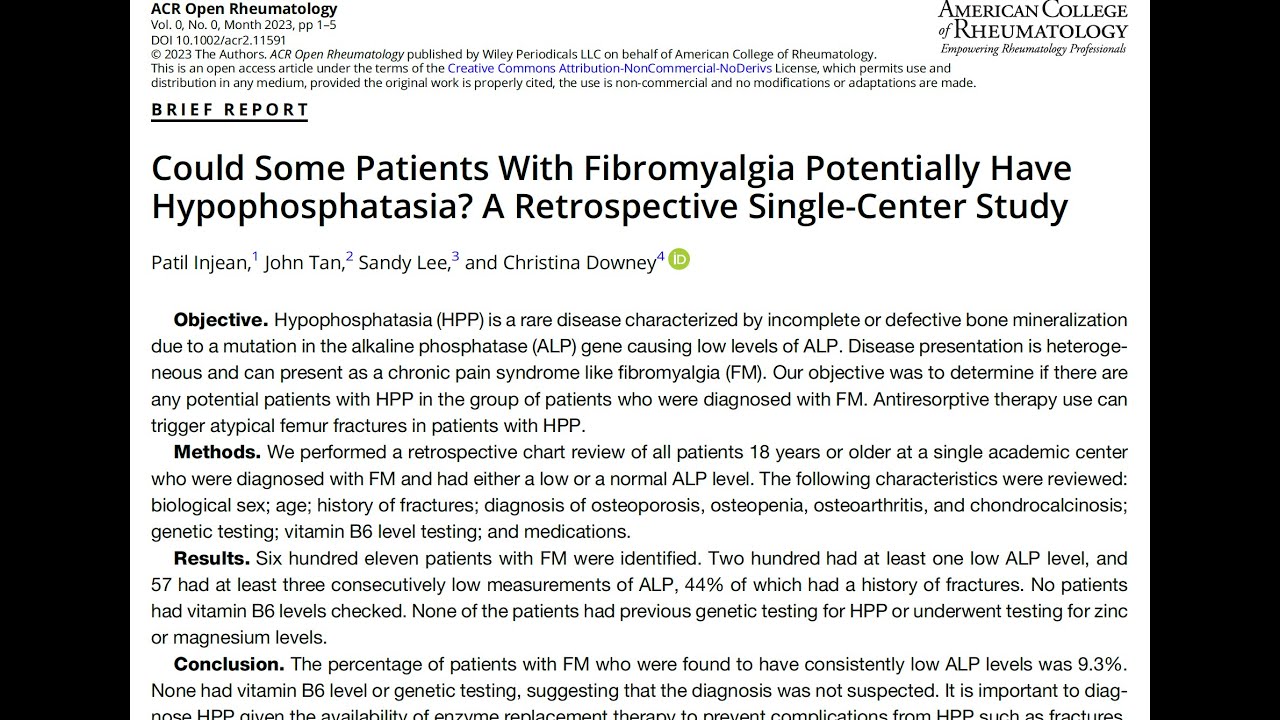 Low Phosphate a cause of many cases of Fibromyalgia and Chronic Fatigue Syndrome? 12 min video