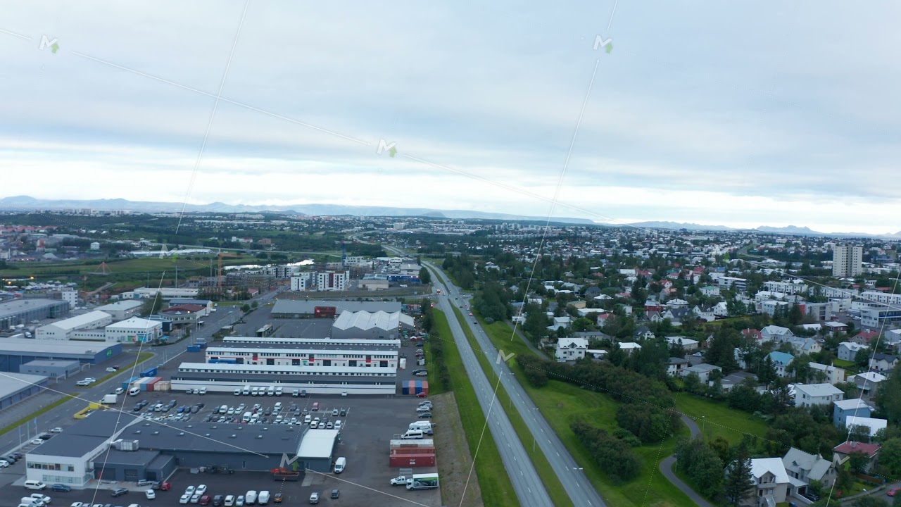 Drone view of panorama of Reykjavik, Iceland capital city and northernmost city in the world