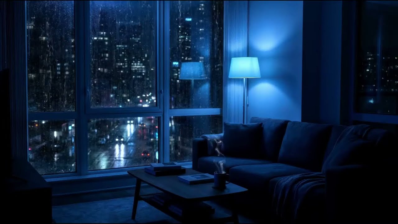 Rain on Window in Cozy City Apartment at Night 🌧️ Relaxing Rain Sounds for Deep Sleep