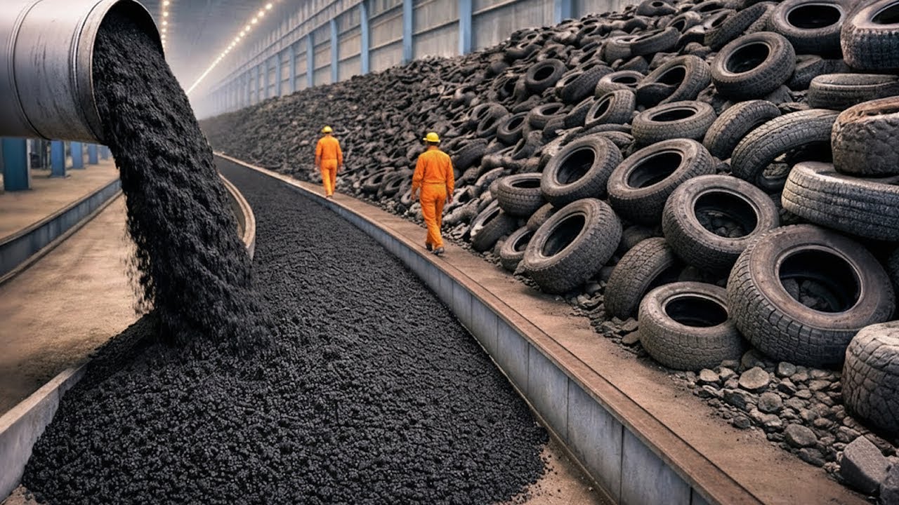 Cómo se Fabrica el asfalto con MILLONES de neumáticos Reciclados ♻️ Dentro de la Fábrica