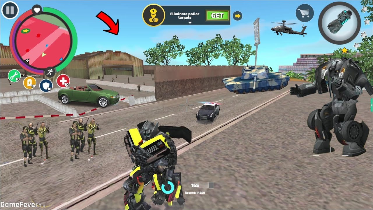 Rope Hero Vice Town - (Transformer Monster Truck Enter Army Base)Robot Truck in Restricted Area - HD
