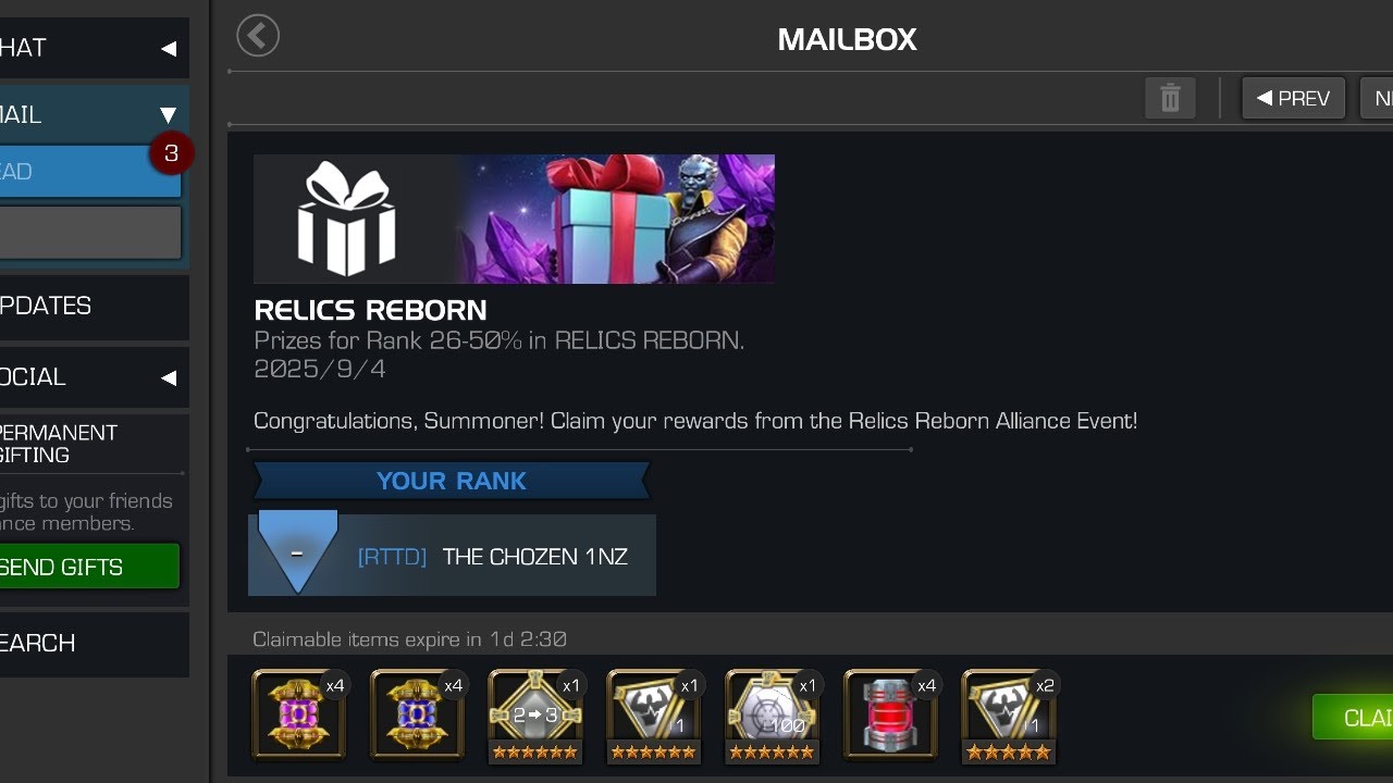 Relics Reborn Rewards 