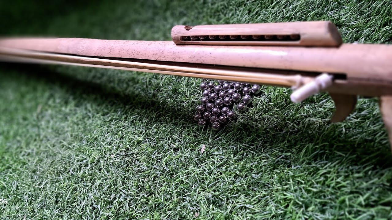 Make a powerful bamboo slingshot gun!!diy craft!!