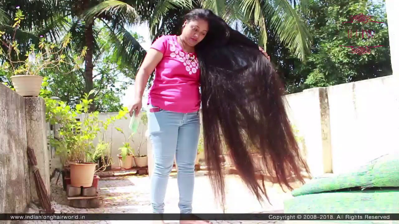 Hair Combing, Hair Spreading & Flaunting With Beautiful Calf Length Extra Thick & Dense Hair.