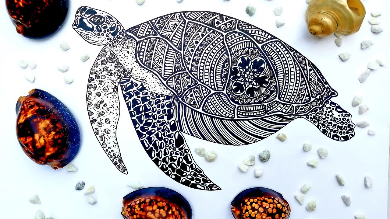 Mandala Art on Sea Turtle#Mandala art for beginners #stepbysteptutorial / Sea Turtle#easy#satisfying
