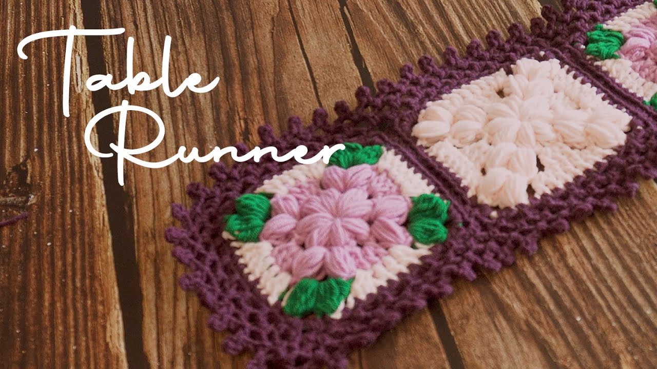 [코바늘] 퍼프 모티브로 만드는 테이블 러너,  테이블꾸미기 / CROCHET MOTIF TABLE RUNNER