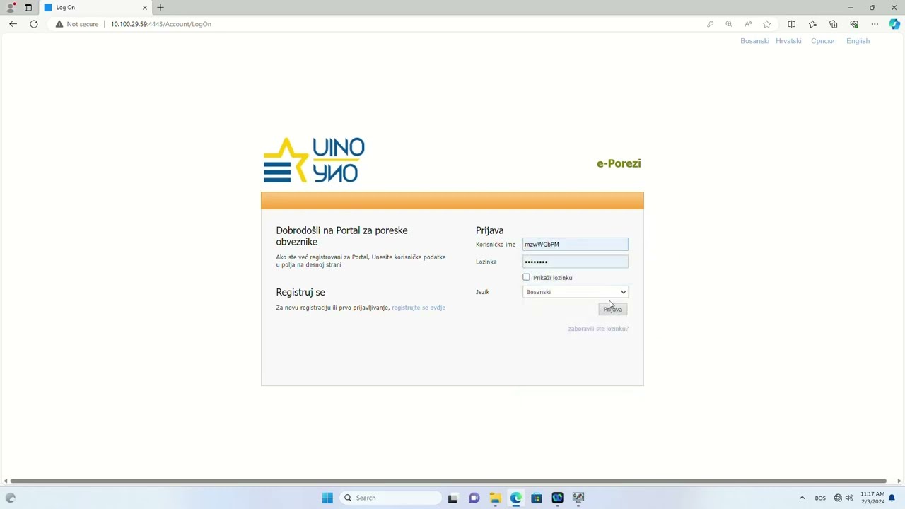 Podnošenje PDV prijave uz upotrebu KEP-a