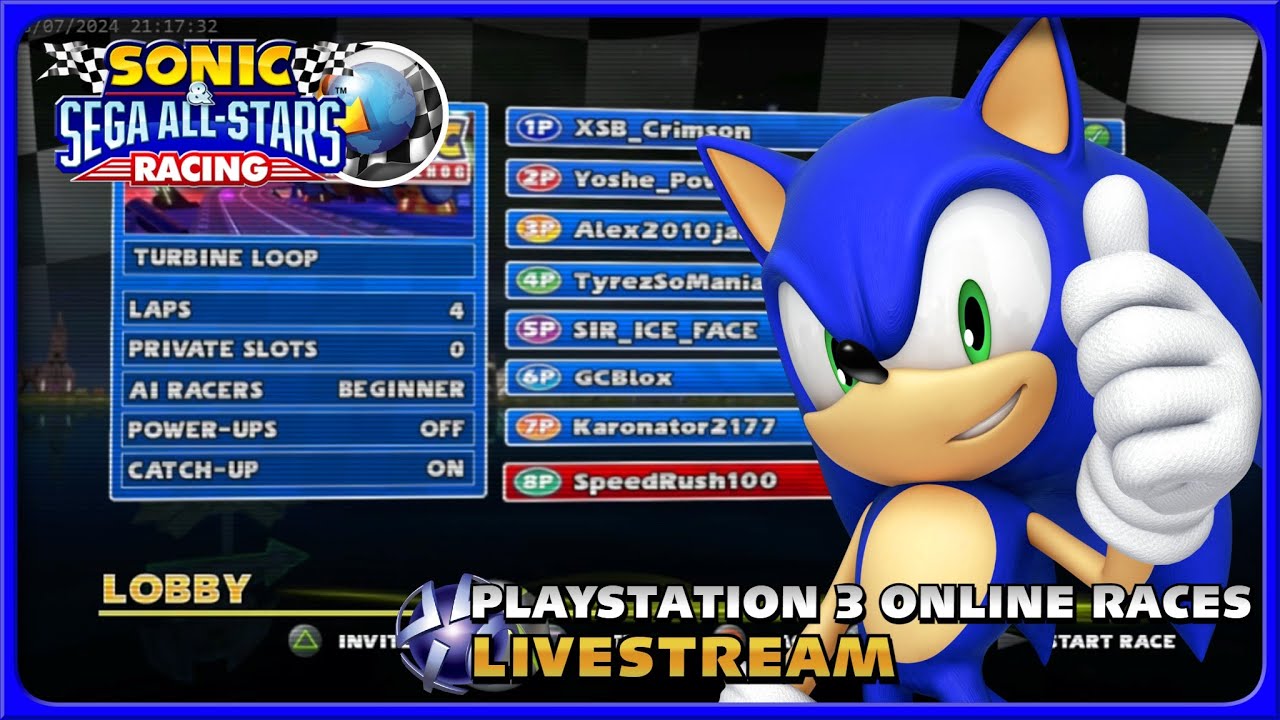 🔵[LIVE] Playstation 3 Online Races! @SB_Crimson (Sonic & SEGA All-Stars Racing)