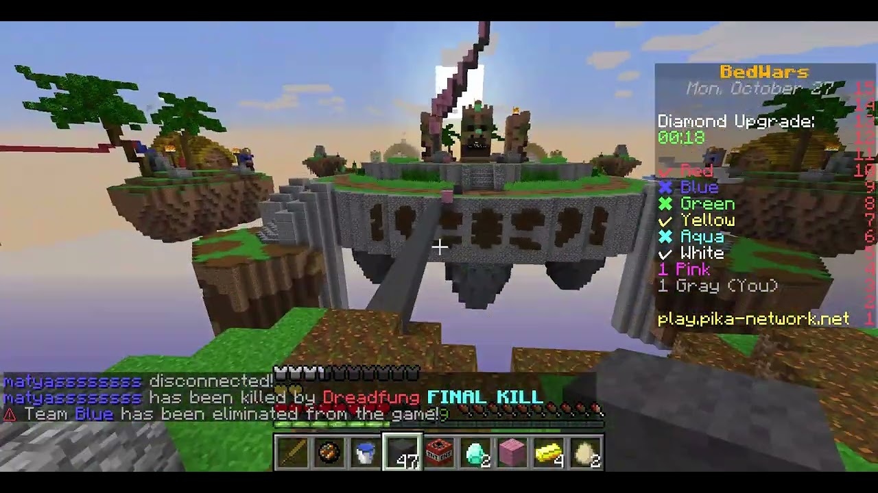 destroying 3 crossteamers in pika bedwars
