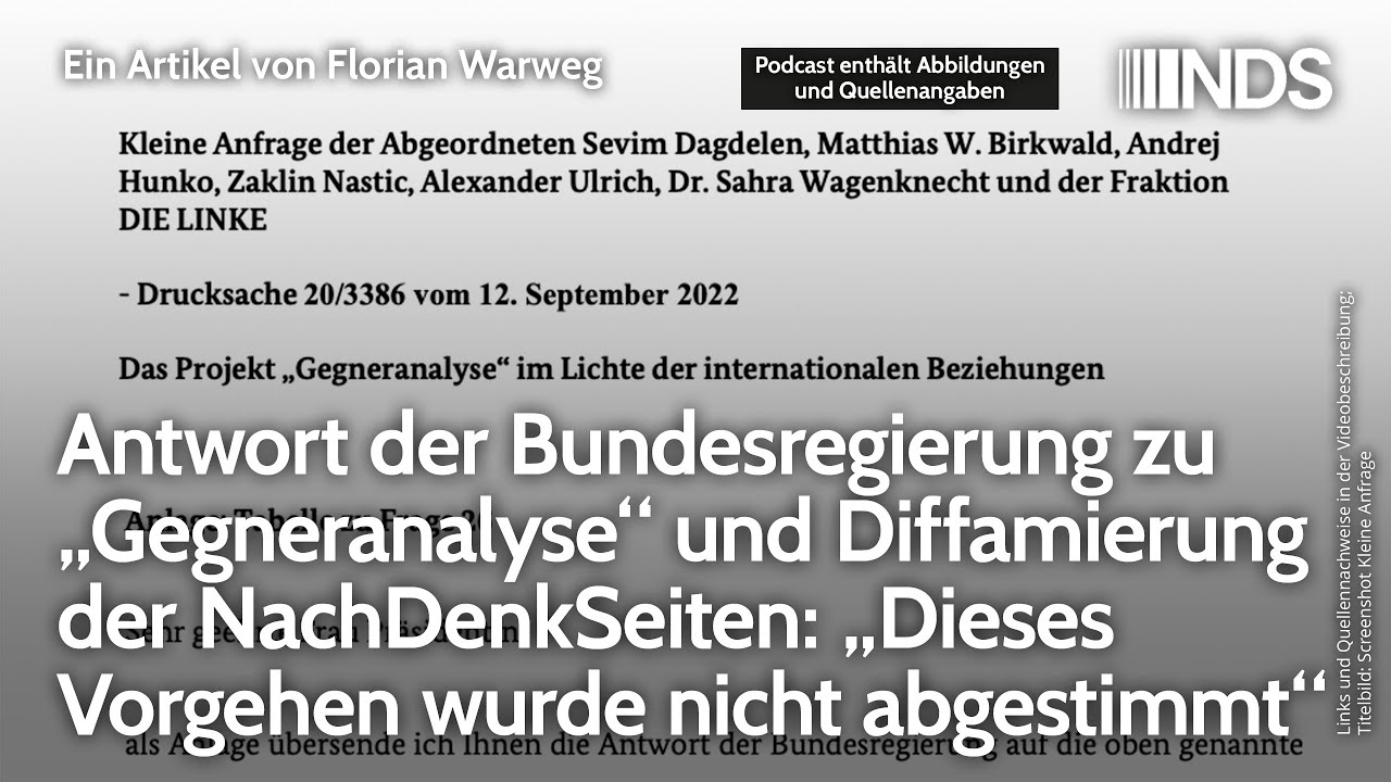 Antwort der Regierung zu &bdquo;Gegneranalyse&ldquo; & Diffamierung der NDS: &bdquo;Vorgehen wurde nicht abgestimmt&ldquo;