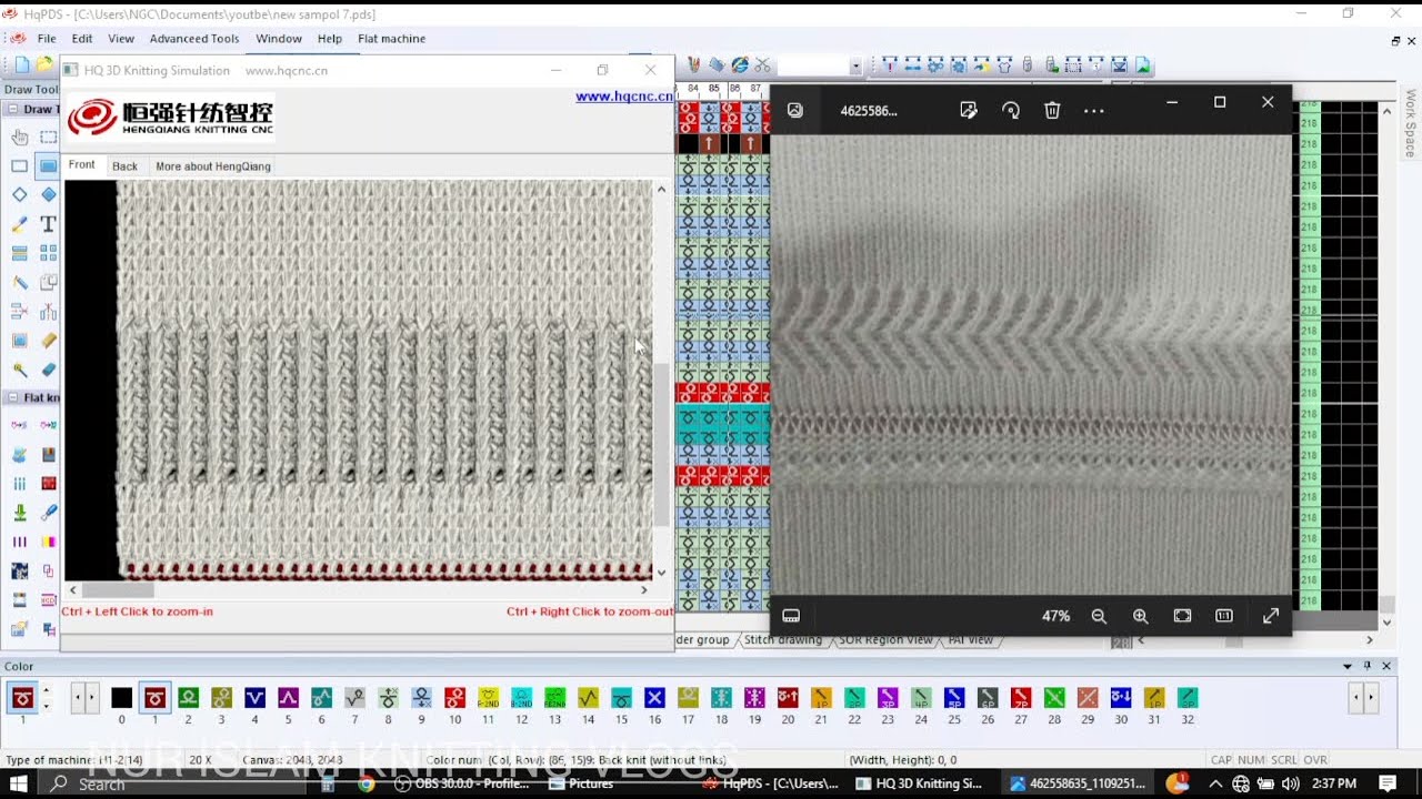 rocking collar knit view hqpds pogram #nurislamknittingvlogs jacquard machine জ্যাকার্ড প্রোগ্রাম