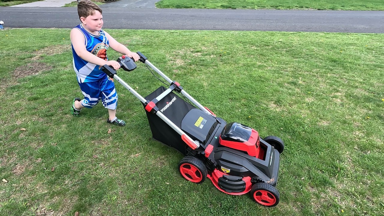 Our best lawnmower yet?!?  Yard Work videos for kids