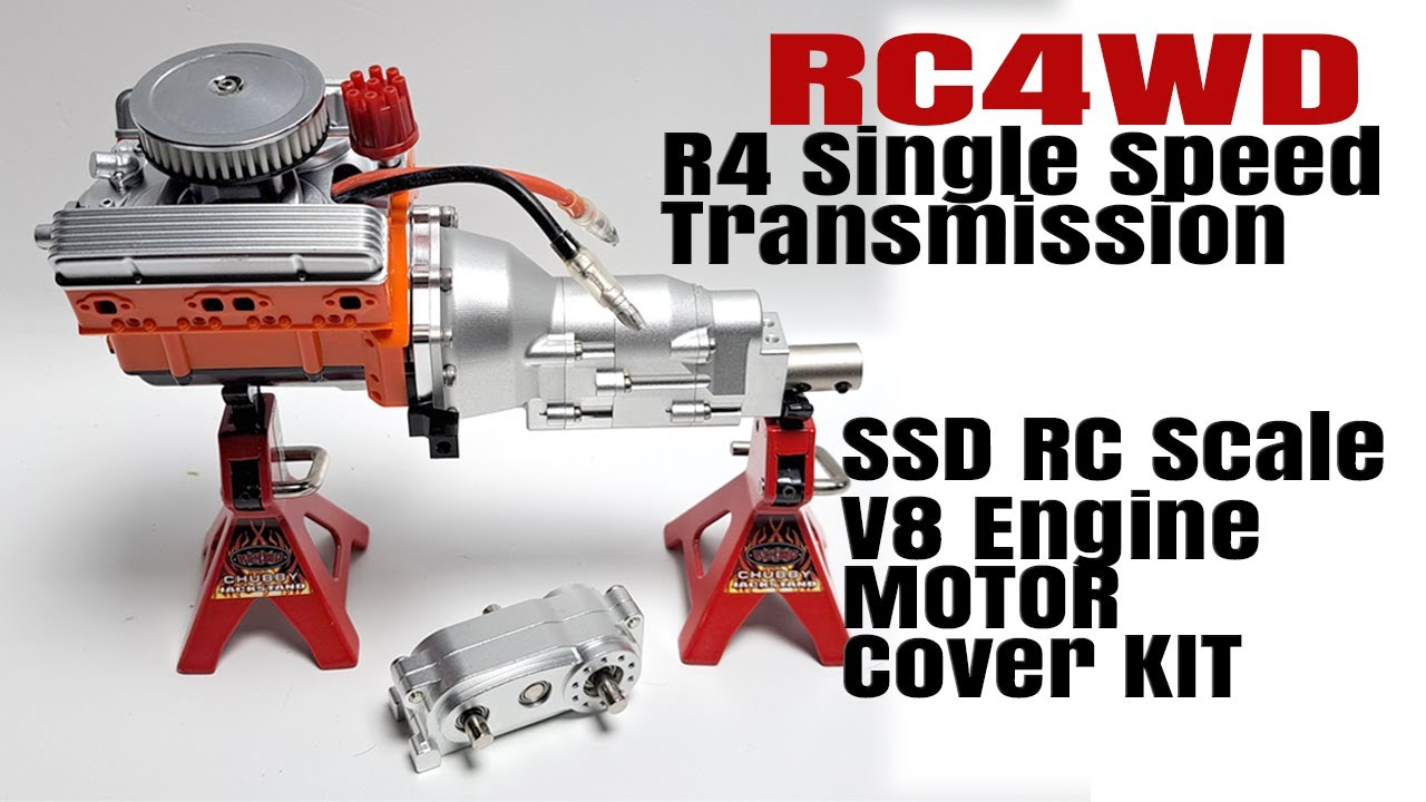 RC4WD R4 ULTIMATE SCALE Single Speed TRANSMISSION & SSD RC Scale V8 ENGINE Motor Cover Kit. MONTAGE.
