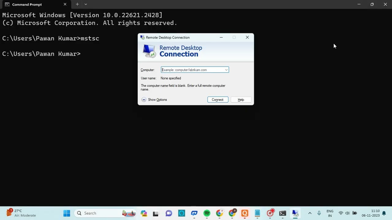 Open Remote Desktop With CMD | System Not Responding@SITANDCODE #cmdtricks #cmd #remotecontrol