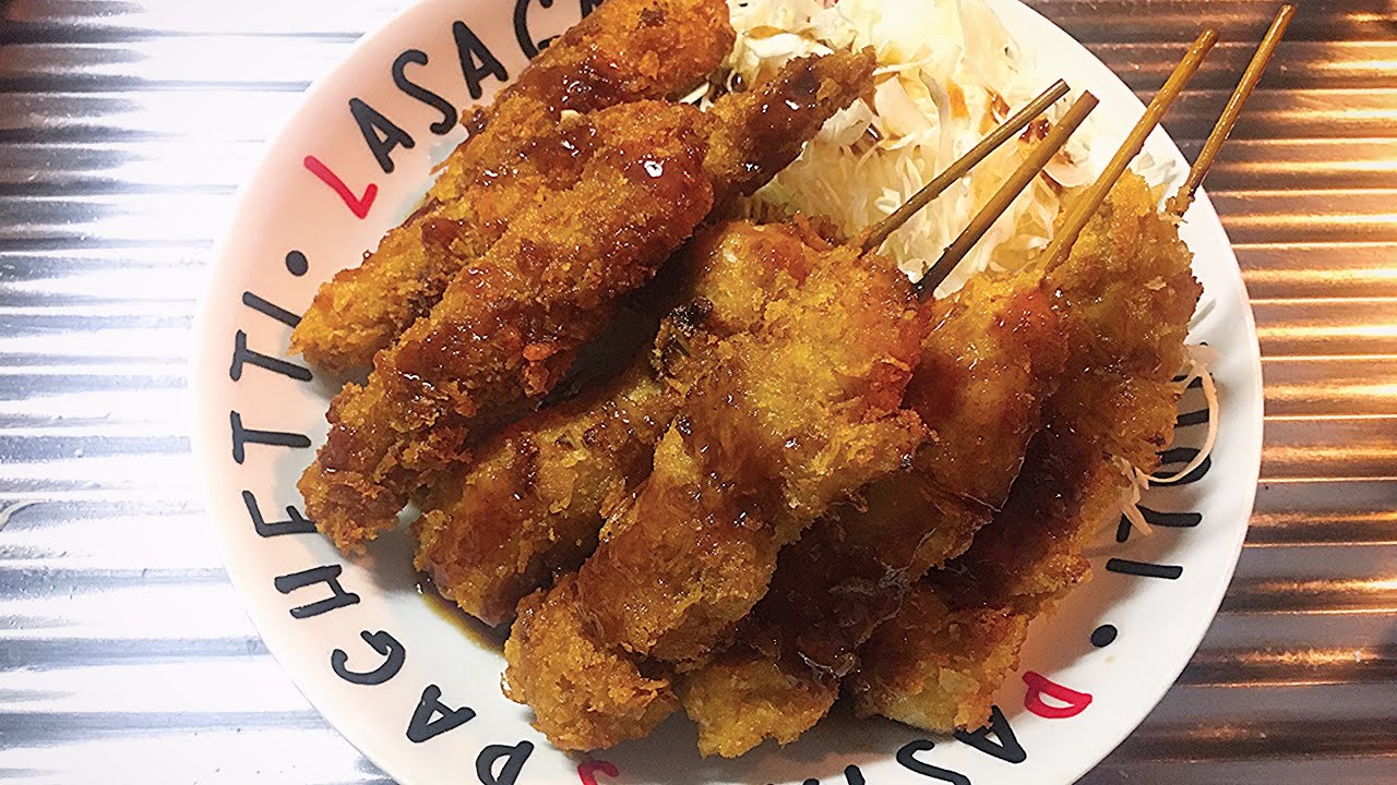 【チキンカツ】晩酌に鶏胸肉で串カツとスティックカツを作って食べた【晩酌】