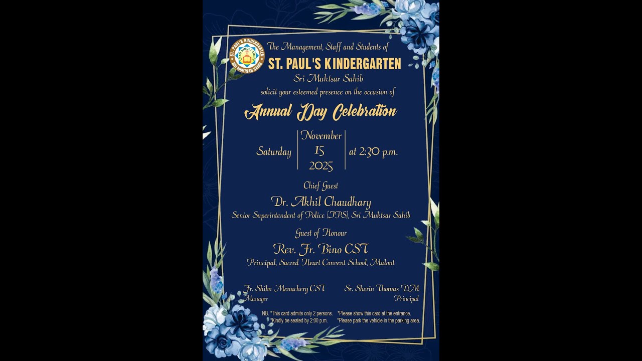 Annual Day Celebration. ST. PAUL'S KINDERGARTEN Sri Muktsar Sahib (PB)