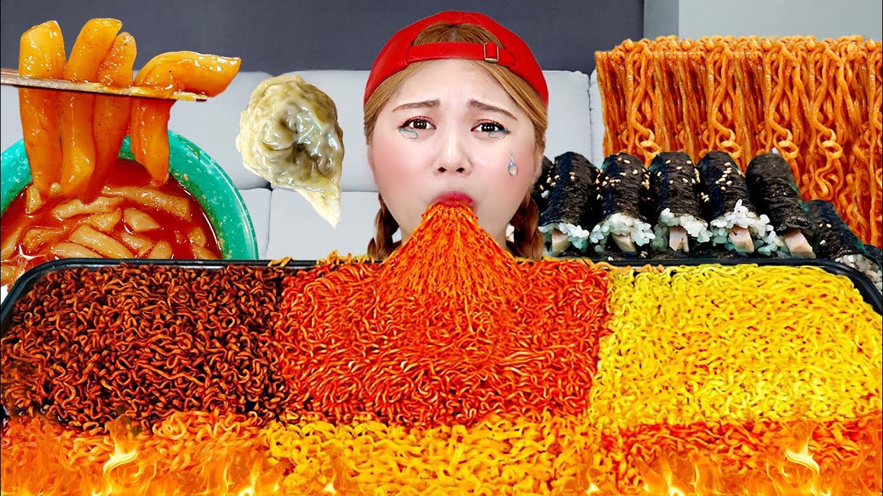 Mukbang Giant Buldak Tteokbokki & Fire Noodles Collection🔥 대왕 불닭볶음면 &떡볶이 먹방 모음! | HIU 하이유