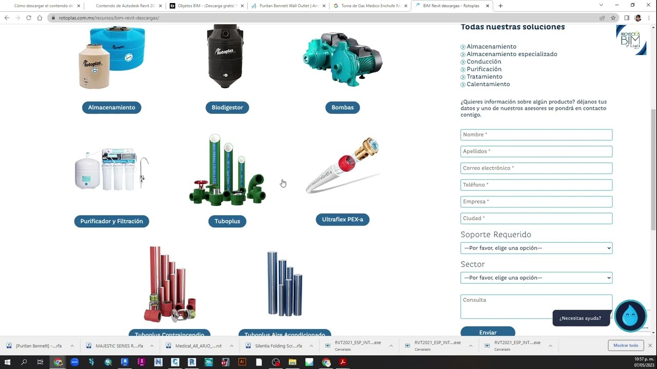 5.-Descargar familias para Revit de tuberías y conexiones para instalaciones de Gas, Hidráulica, etc