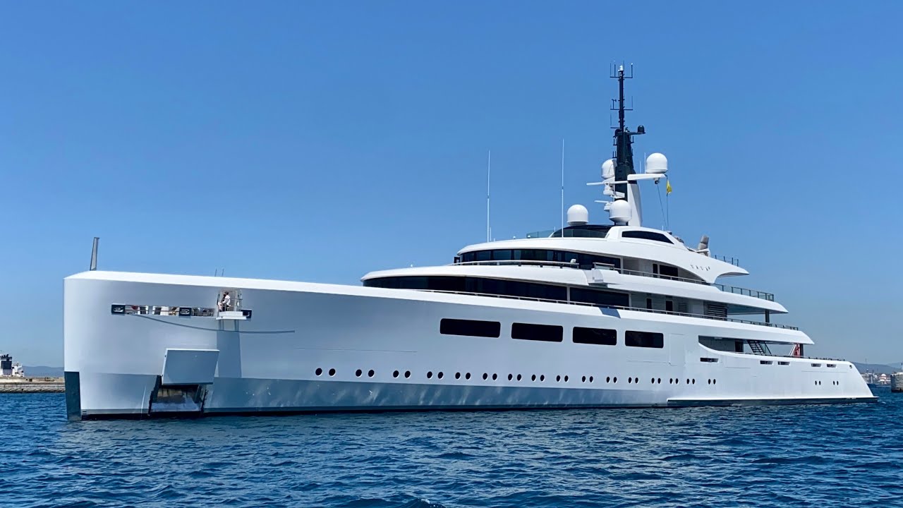 VAVA II, 96m Devonport Yachts built Superyacht docking in Gibraltar
