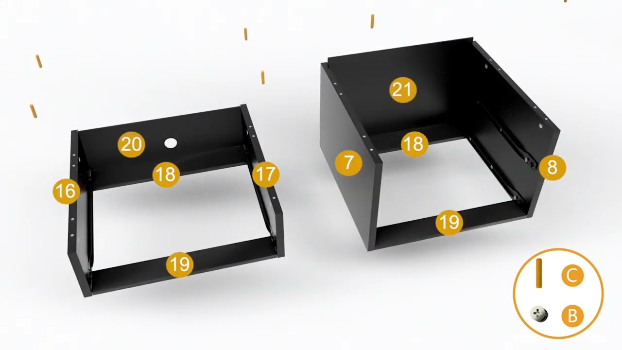 How to Install | AOGLLATI Black Nightstand with Charging Station and LED Lights 3 Drawers