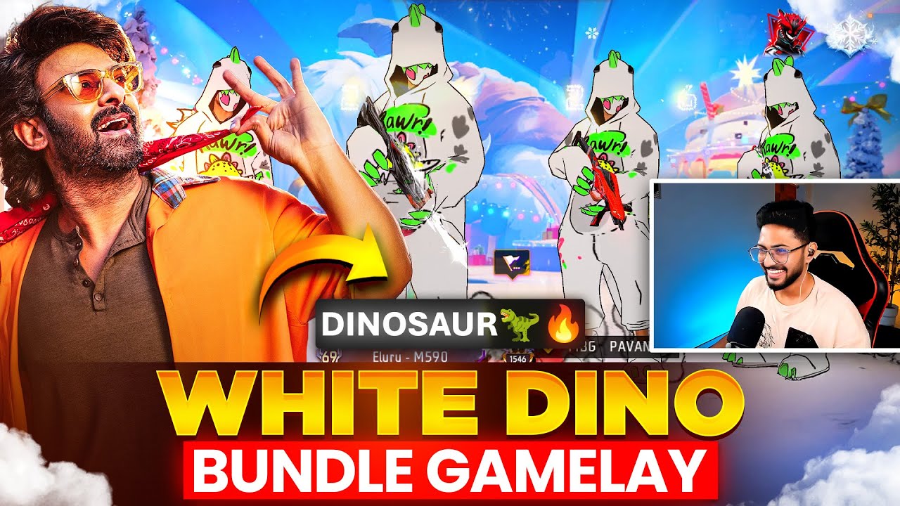 🦖🔥 White Dino Bundle Squad తో Adiripoye Gameplay 🤍 - FreeFire Telugu - MBG ARMY
