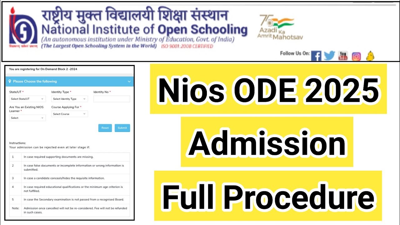 Nios ODE 2025 Admission Full Procedure | Task Is Helping (NIOS) #nios #short #exam #apr #ex #ode