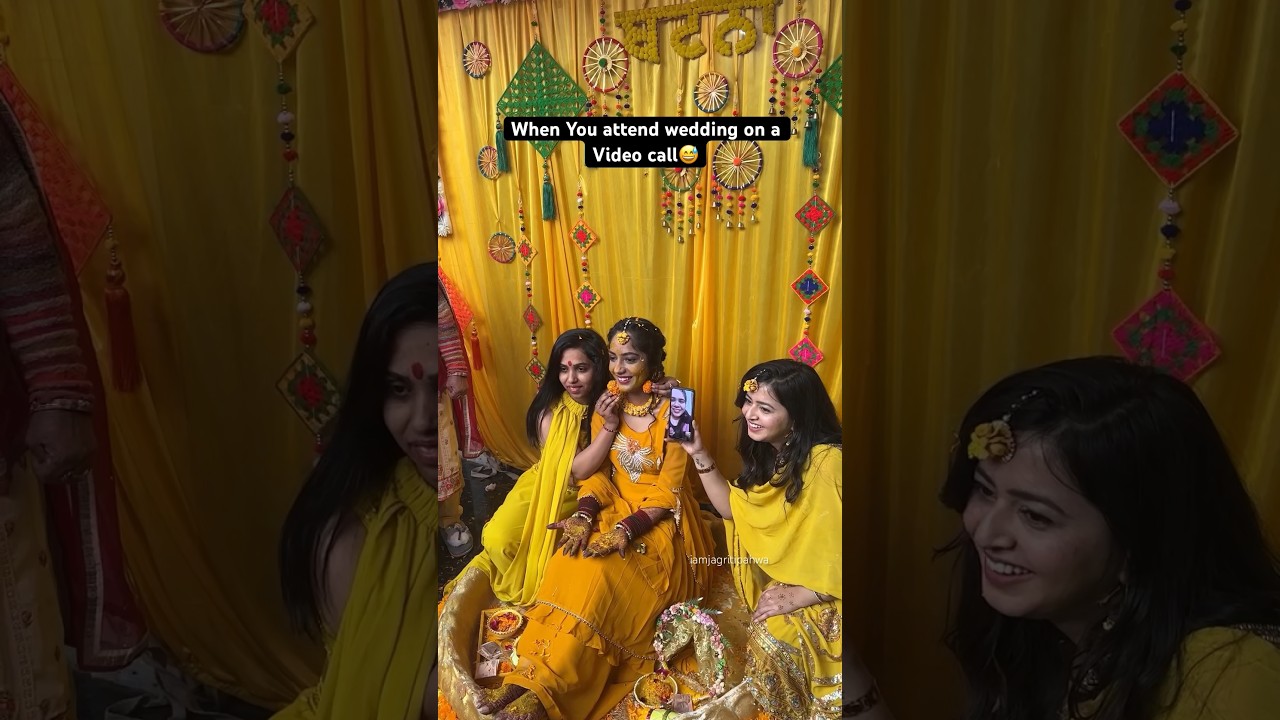 Video Call vali Shaadi 😅😐 #indianwedding #bridetobe #haldiceremony #jagritipahwa #weddingfunction