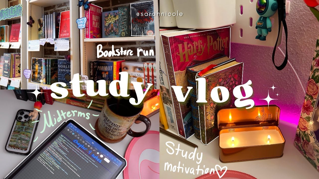 midterms study vlog🐰| math midterm, cafes, biology study sesh, sonny angels, bookstore run