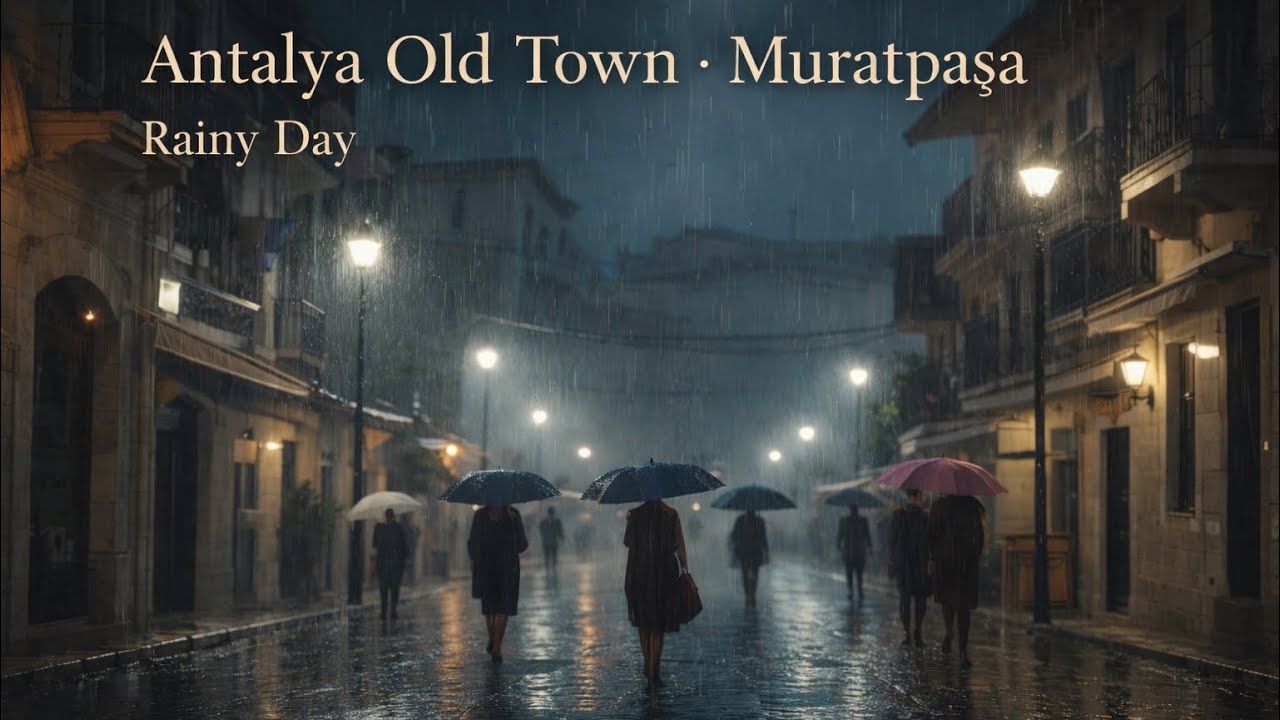 Rainy Walk in Antalya Old Town | Muratpaşa