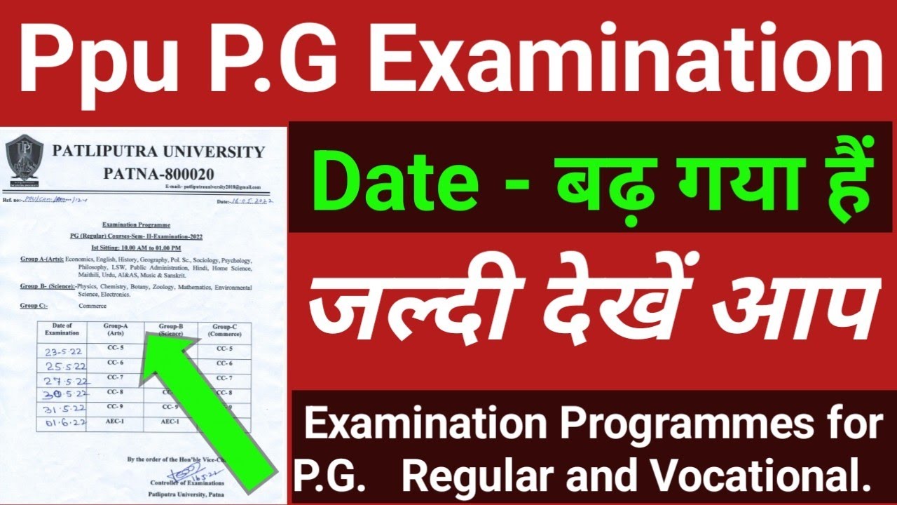 Ppu pg examination programme 2022 ll exam date बढ़ा दिया गया हैं ll ppu pg exam