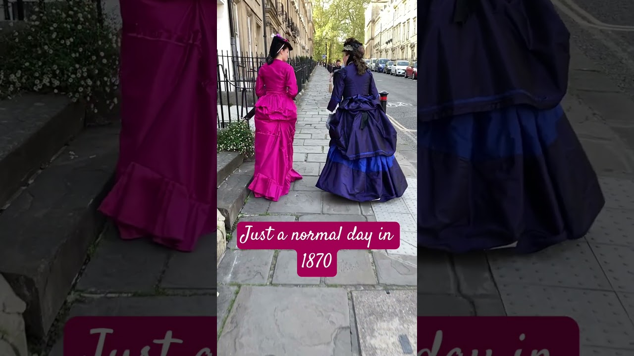 Walking through Bath in 1870s Bustle Gowns #historicaldress #victorianfashion #cosplay