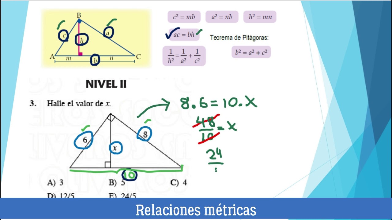 TEMA 18 -  CICLO III -  GEOMETRÍA -  RELACIONES MÉTRICAS EN EL TRIÁNGULO RECTÁNGULO