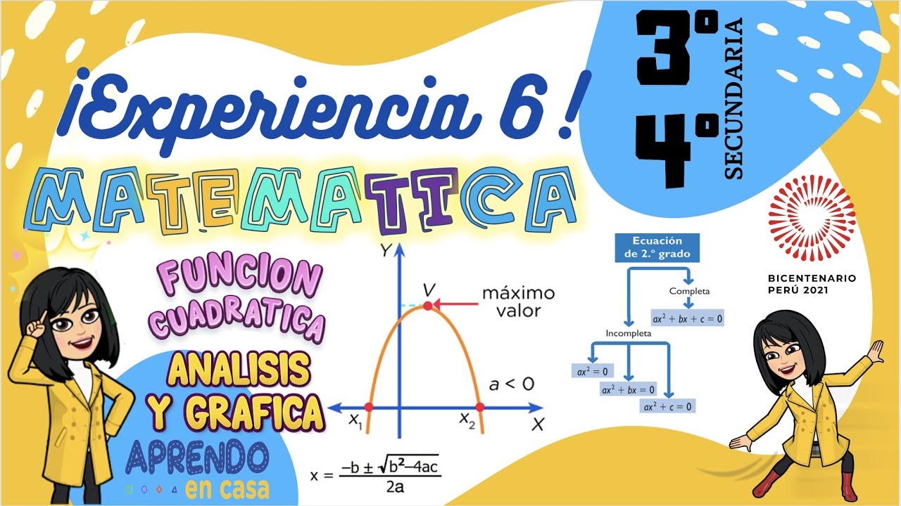 3º y 4º-EXPERIENCIA DE APRENDIZAJE 6-MATEMÁTICA-FUNCIONES CUADRÁTICAS-PARTE 2: ANÁLISIS Y GRÁFICA