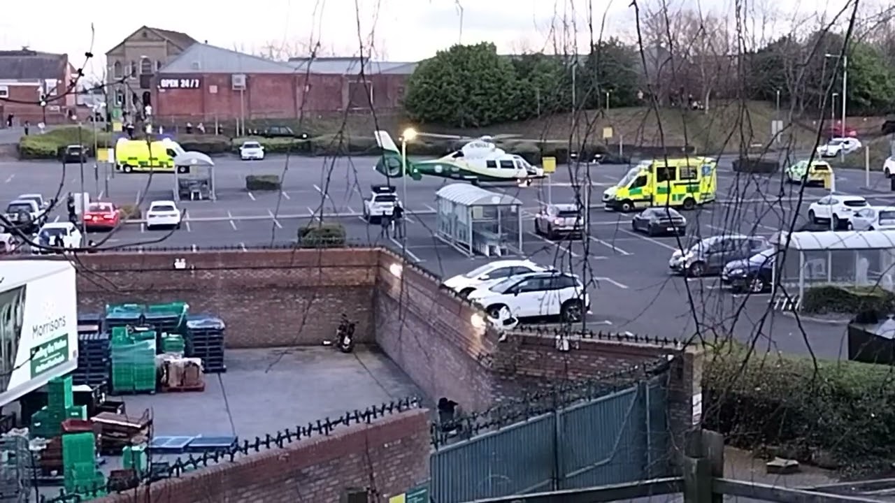 Air Ambulance takes off from Morrisons Chester le Street 
