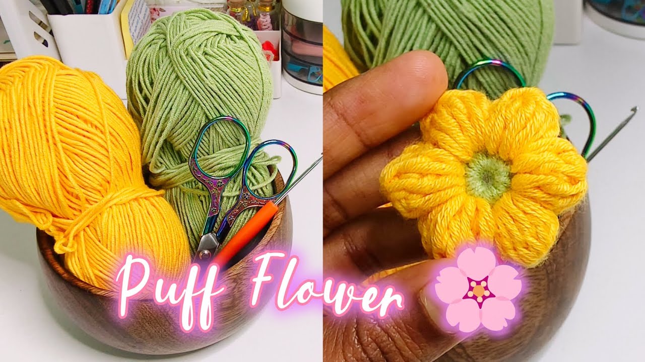 CROCHET PUFF FLOWER TUTORIAL | STEP-BY-STEP FOR BEGINNERS