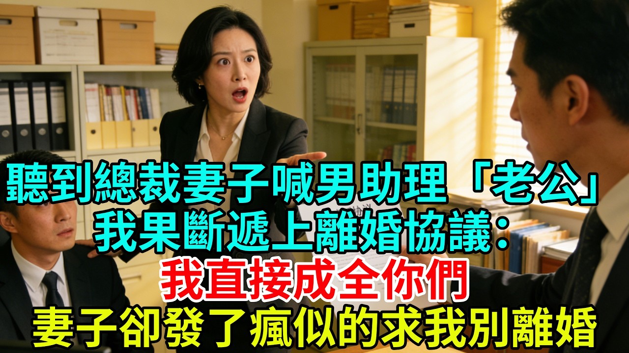 聽到總裁妻子喊男助理“老公”，我果斷遞上離婚協議：我就成全你們，妻子卻發了瘋似的求我別離婚#故事頻道#故事#情感故事