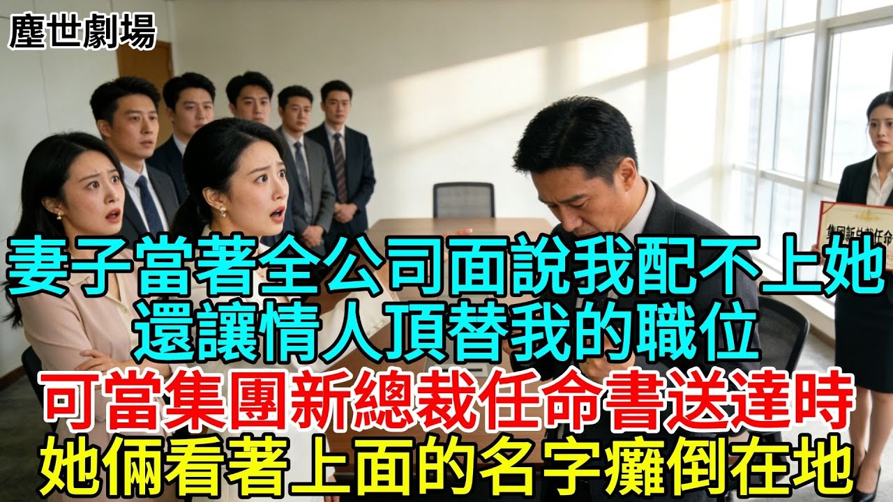 妻子當着全公司的面説我配不上她，還讓情人頂替我的職位，可當集團新總裁任命書送達時，她倆看着上面的名字癱倒在地#故事頻道#故事#情感故事