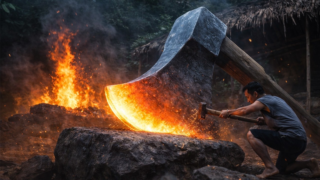 What Happens When You Try Forging an Axe the Oldest Way Possible? | by @PrimitiveSkillsnet