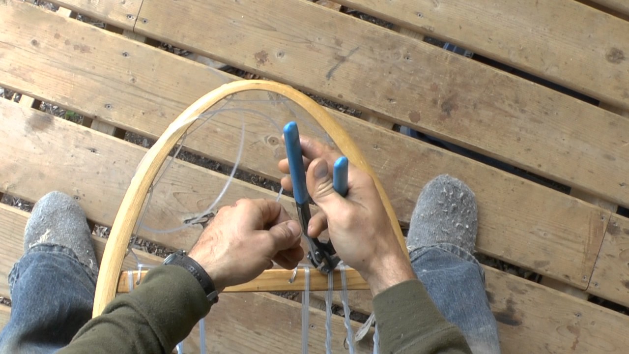 Snowshoe Weaving Part 8: Installing Edging Line