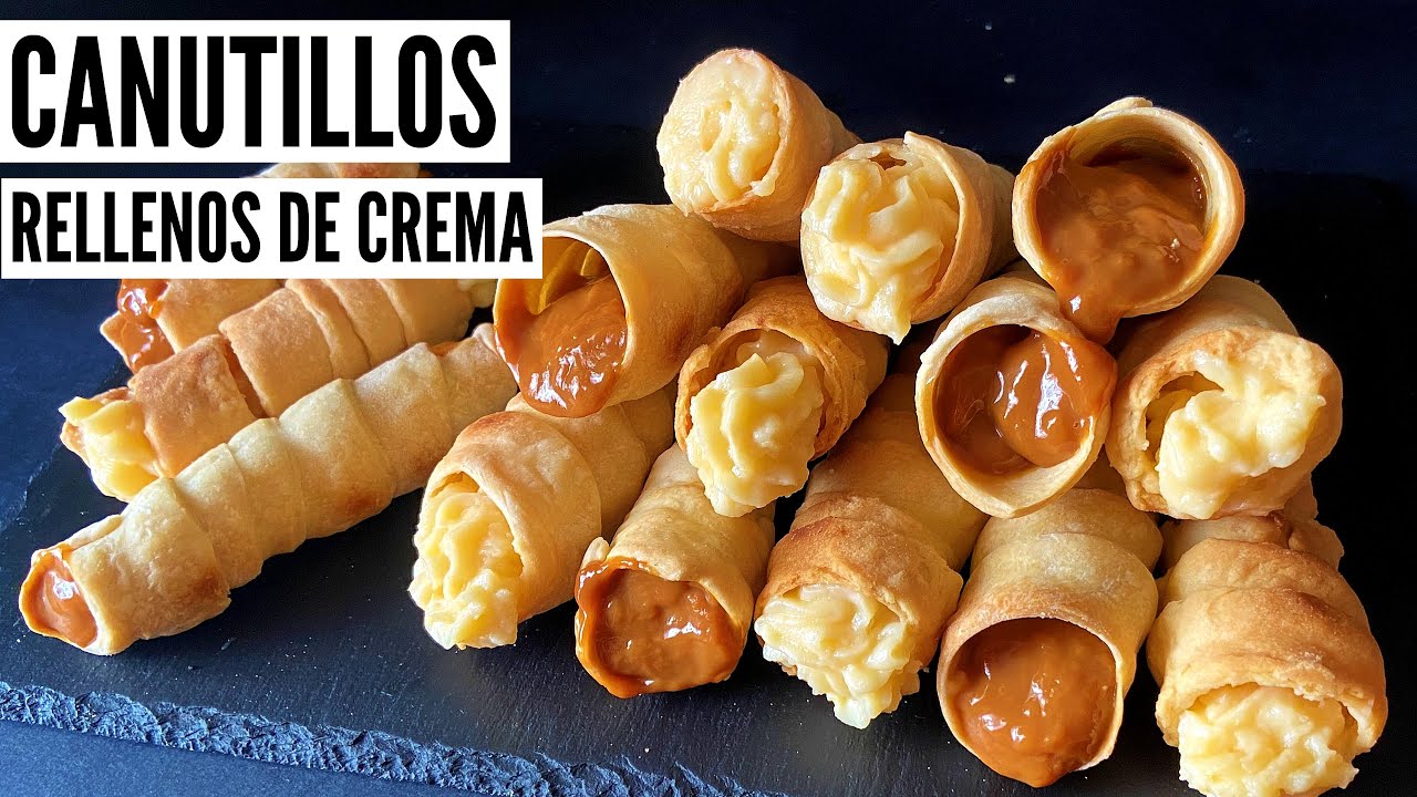CANUTILLOS DE HOJALDRE RELLENOS DE CREMA PASTELERA Y DULCE DE LECHE #reposteria #botijitas #cachitos