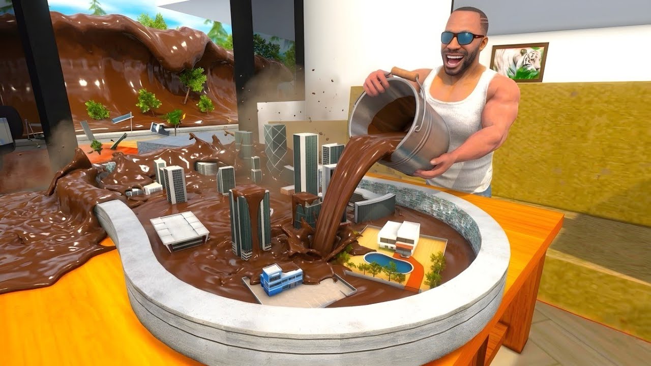 Franklin Found Secret Tiny Chocolate City in Swimming Pool - INDIAN BIKES DRIVING 3D