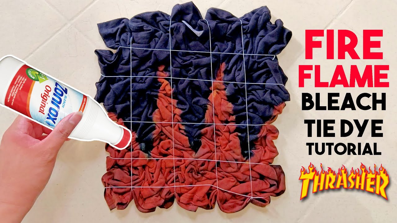 Bleach Tie Dye Reverse Fire Flame Pattern Tutorial ( trasher inspired ) by Tali at Kulay