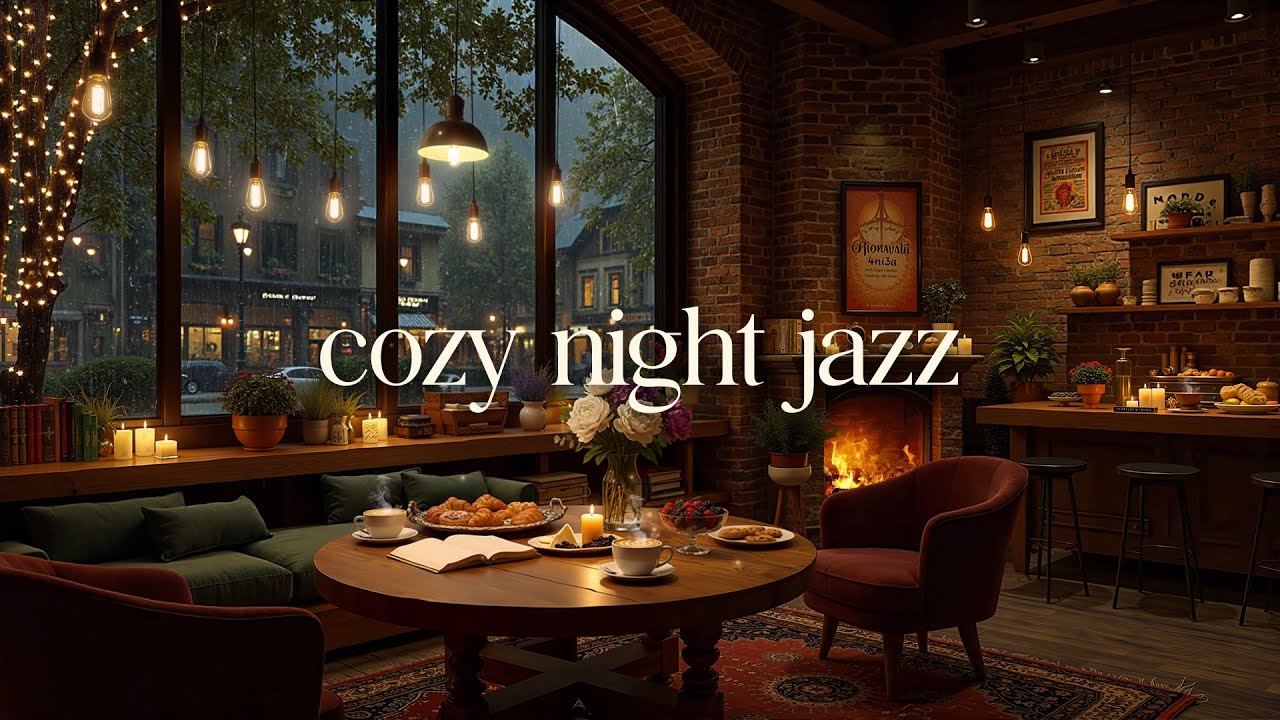 Cozy Café Ambience ☕ Soft Jazz Instrumental Music with Gentle Rain Sounds for Work & Study