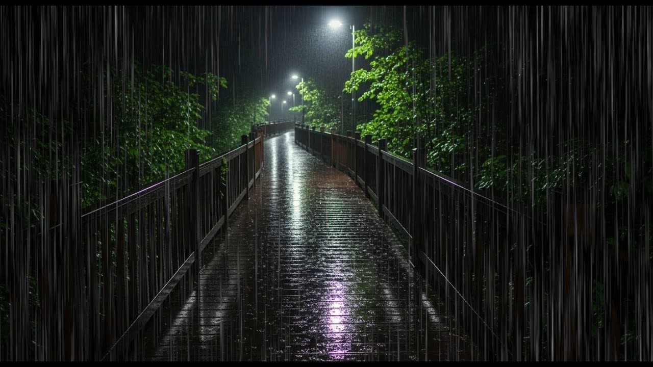 🎧The sound of rain in a thunderstorm park | Deep sleep | Relaxation | Healing
