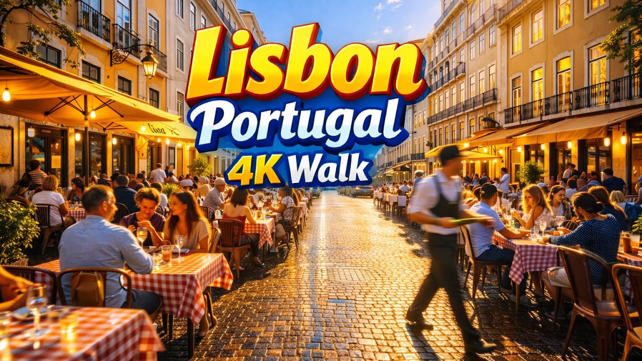 Lisbon Day Walk Real-Time 4K – Calm Urban Pace & Bright Mediterranean Atmosphere